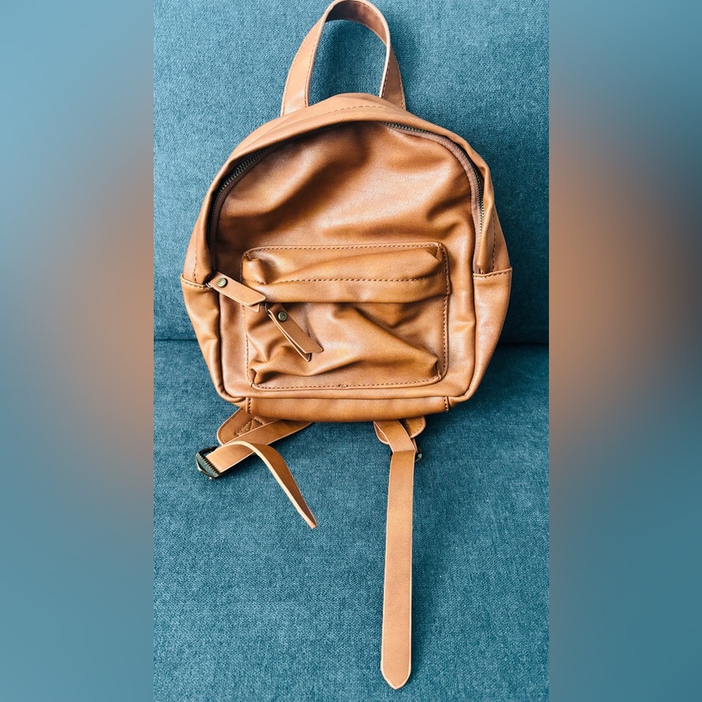 Like New!! Tan Leather Mini Backpack By Universal Thread